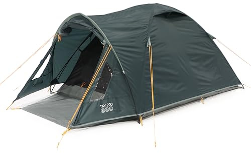 Vango Tay Tent with Porch and Darkened Bedroom, Compact, Lightweight, Dome, Easy to Pitch, Backpacking, Festivals, Wild Camping, Hiking, 3000mm HH (Deep Blue, 200 (2 Person))