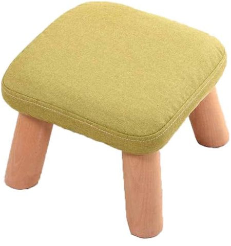 Treppiede in legno massello con cuscino imbottito e design semplice per cambio scarpe panno imbottito sedile quadrato in tinta unita