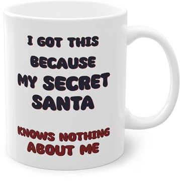YOMYLE Tasse à offrir Secret Santa Collègue - Cadeau Pas Cher pour Femme et Homme White Glossy 11oz