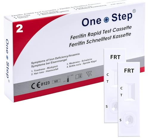 2 x One+Step Test della Carenza di Ferro I Set completo di Autotest per la Diagnosi Precoce della Carenza di Ferro I Test Ferritina
