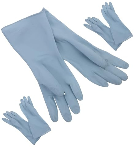 IWOWHERO 3pairs Dish Washing Gloves Extra Cleaning Gloves for Kitchen Rubber Mitts Non-slip Surface for Women Men
