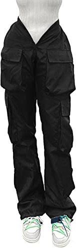 Pantalon Treillis Femme,Pantalon Taille Elastique Femme Streetwear Straight Trousers Cargohose Outdoor Chic Et Elegant Pantalon Fluide Femme Taille Elastique Multifonctionnel avec Poche
