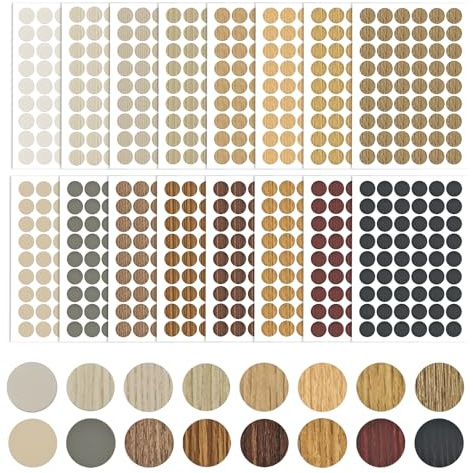 864 PCS Screw Cover Stickers, Self Adhesive Screw Covers Stickers 21mm | Waterproof Wall Hole Cover, Screw Hole Stickers Stickers to Cover Screw Holes for Wood Furniture, Shelf, Cabinet (16 Sheets)