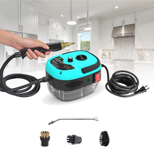 WADPP Handheld Steam Cleaner,2500W Pressurized with 3 Brush Heads, Portable for Home, Car, Furniture, Kitchen, Bathroom and Wall,Blue
