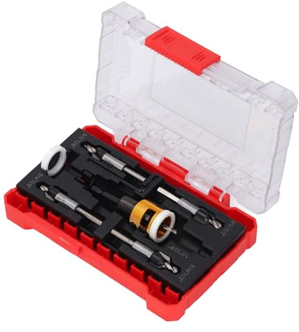 Juego de Brocas Avellanadoras, Broca Cónica con Collar de Tope con Juego de Brocas Avellanadoras, Vástago Hexagonal, Aleación de Aluminio, Juego de Brocas para Carpintería