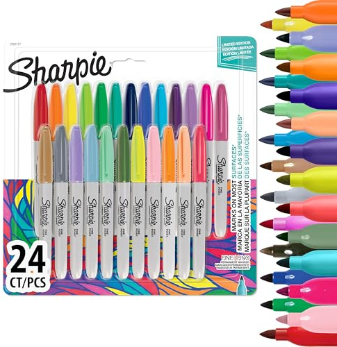 Sharpie Marqueurs Permanents | Stylos à Pointe Fine | Couleurs Assorties | 24 Marqueurs