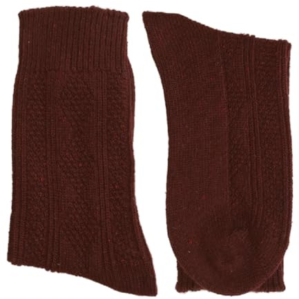 YUN 3 Pairs Women's Natural Pure 100% Wool Traditional Warm Boot Winter Socks Burgundy