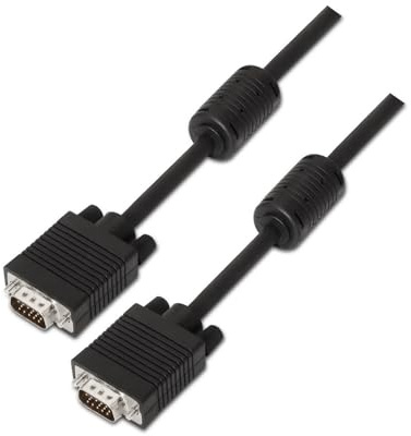 VoltShine Cavo SVGA da 10 m con connettori HDB15M e ferrite, colore nero, ideale per il collegamento di monitor e proiettori.