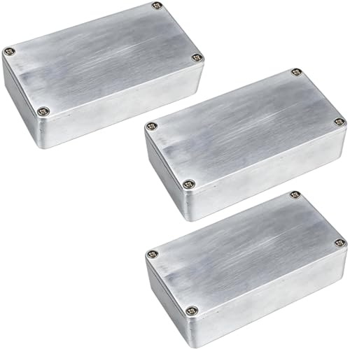 LKRXW 3 Stück 1590B Gitarren Effektpedal Gehäuse Stompbox Aluminium-Druckguss-Gehäuse Elektronik Projektgehäuse Metall Druckguss Alu Gehäuse Gitarreneffektpedal 112mmx60mmx31mm