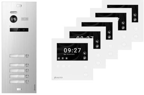 Balter by SCHUTZER Video Türsprechanlage EVO-HD-MINI Komplettsystem für Mehrfamilienhaus mit 4,3 Silber ohne WiFi für 5-Familienhaus