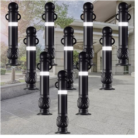 Cônes et bornes de sécurité réfléchissants flexibles - Ensembles de 2/4/6/8/10, idéaux pour garage, circulation routière et chantiers, poteaux de barrière durables à fixation au sol avec ore