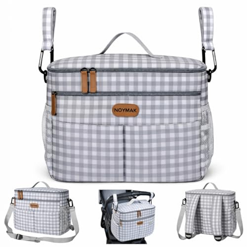 NOYMAK Bolsa Carrito Bebé Grande 22L, Gran Capacidad,Impermeable,Bolso Carro Bebe con Cambiador, Interior Térmico,Ganchos Universales y Accesorios,Organizador con múltiples Bolsillos.