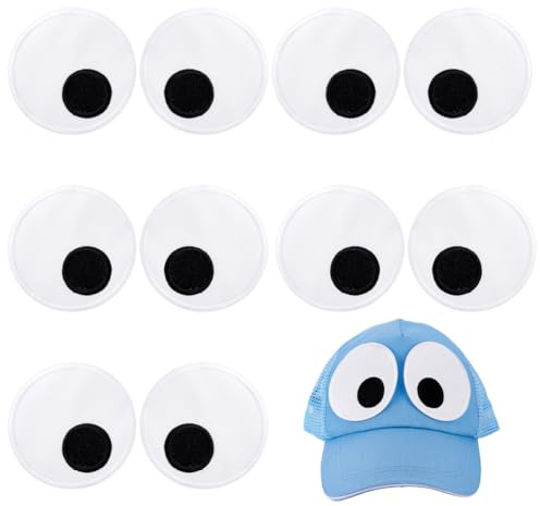 PH PandaHall 10 Stk. Augen-Einbügelpatches Karikatur-Augen-Nähpatchs Stickerei-Dekorations-Nähapplikationen Aufkleber für Handarbeiten Kleidung Jeans Rucksäcke 80mm