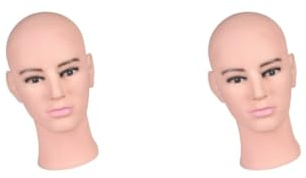 Juego de 2 cabezas de maniquí masculino calvo modelo de cabeza de maniquí para hacer sombreros, gafas, pelucas