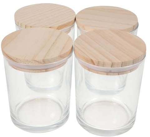 POPETPOP Tarros de Vidrio Juego de 4 con Tapa para Velas Aromáticas de 200ml Frascos Multiusos para Decoración del Hogar y Fabricación de Velas