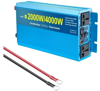 Convertidor Inversor Onda Sinusoidal Pura 6000 W Transformador Voltaje Potente 12 V CC/24 V A 110 V CA/220 V Convertidor Solar Fuera Red Inversor(DC12V,220V EU Socket,2KW-4KW)