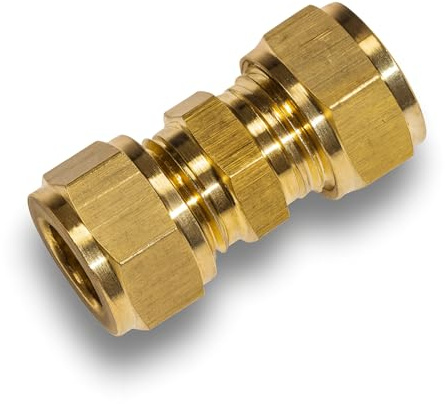 2X Westco 15mm x 12mm Compression Coupling DZR Brass Reducing Pipe Fitting | Straight Reducing Pipe Fitting | DZR Brass Compression Coupling | Model J603