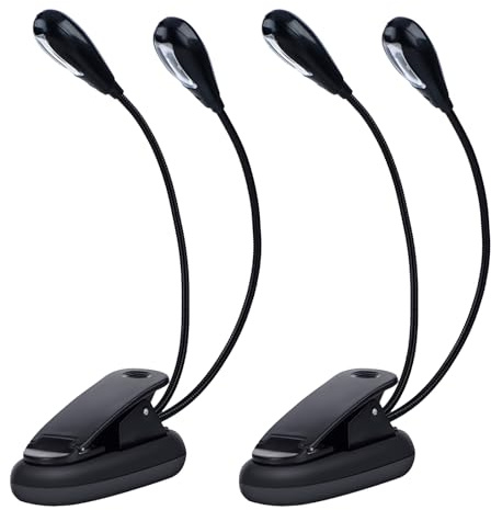 Honiwu 2 Stück LED-Licht für Notenständer, Notenpultleuchte Led, Licht für Notenständer, Einstellbar Doppelkopf Clip, Batterie nicht im Lieferumfang enthalten(8 Leuchten) (2)