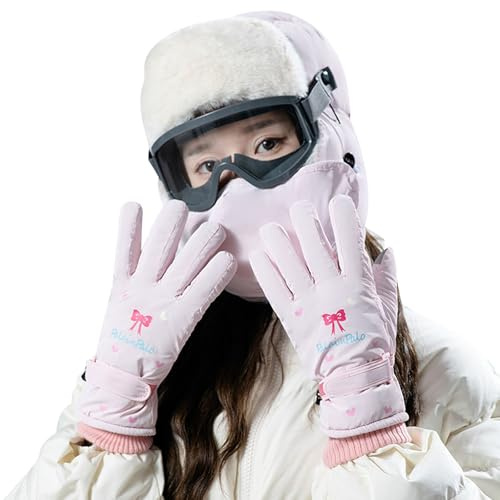 Generisch Fliegermütze Winter für Herren Damen Skihelm Visier Schutz Kratzschutz Visierschutz Skihelme mit Snowboard Brille und Skihandschuhe Elastisch Visierhelm Schutz Überzug Russische Hütte