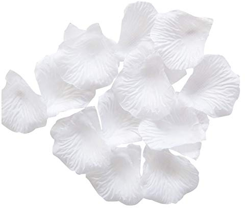JZK 1000x Weiß Seide Rose Konfetti Rosenblätter Rosenblüten Dekoration Tischdeko für Hochzeit Party Valentinstag Heiratsantrag