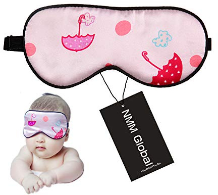 NMM Global 100 % naturlig silkesmask för barn, söt nattsömn mask med justerbar elastisk rem för nyfödda (baby söt rosa)