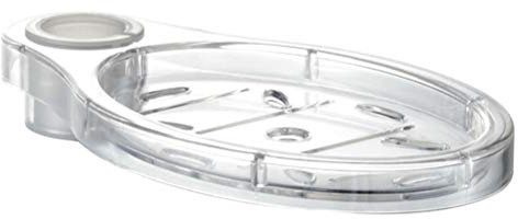 Jabonera de Ducha Ovalada Transparente de Plástico para Baño | Bandeja de Jabón Ajustable en Altura, Fácil de Retirar, Mantiene el Jabón Seco en Cocina