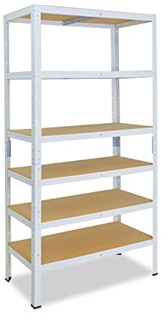 shelfplaza Home 180x60x40cm Schwerlastregal weiß mit 6 Böden x 145kg | Kellerregal · Lagerregal · Metallregal · Regale für Kellerraum · Steckregal · Abstellraum Regal