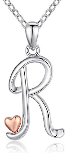 CELESTIA Mujer Collar Letras con Colgantes Inicial Nombre de Plata de Ley 925 Oro Rosa Joyas Personalizado Regalos para Hija Hermana Mujeres Joven Cumpleaños Navidad