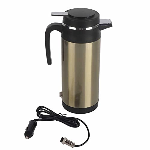 Haofy Bouilloire Voiture 1200ml 12V/24V, Double Paroi Isolée | Eau à 100°C en 15 min, Voyant Rouge/Vert, Extérieur Froid, Acier Inox 304, Café au Volant, Thé sur Aire, Câble Allume-Cigare