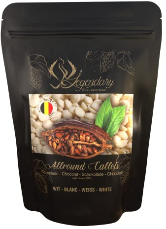 Legendary CALLETS WEIß neue Rezeptur 500 gr - Original belgische Schoko Drops, für Schokoladen-Fondue und Schoko-Brunnen, Ganache, Glasur, zum Trinken usw.