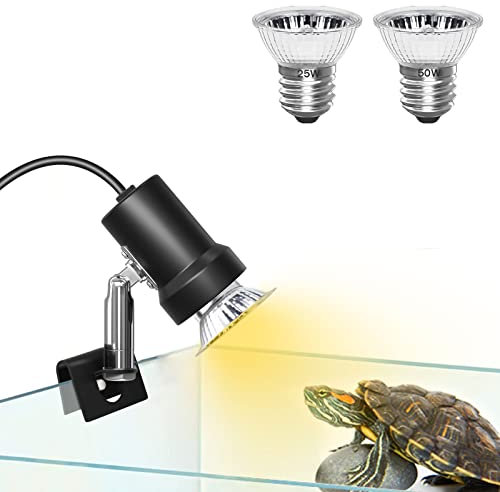 Luxvista Dimmerabile E27 Lampada Termica per Tartarughe con Base Metallica Ruotabile a 360°, Lampada Riscaldante in Vaso di Vetro per Rettili e Anfibi con Lampadina da 25W, 50W