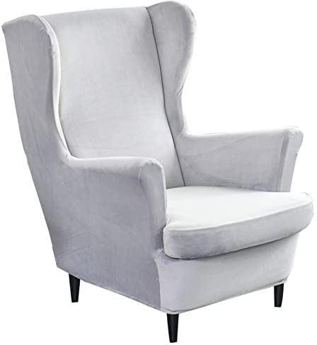 Mingfuxin Ohrensessel Überzug, 2-Teiliges Set Stretch Ohrensessel Kissen Sofa Schonbezüge, Samt Sessel-Überwürfe Flügel zurück Sesselbezüge Möbelschutz für Wohnzimmer Schlafzimmer Hotel