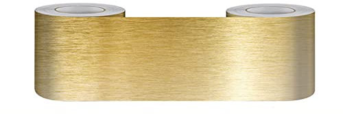 Guest Ruyunlai Selbstklebende Wandaufkleber Grenze 30cm X 500cm, Tapetenbordüre Selbstklebend Bordüre, Wasserdichte Wandbordüre für Zuhause Büro Hotel DIY Dekoration gebürstetes Gold