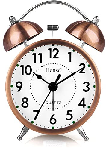 CYMNER Retro-Wecker, altmodischer Wecker, der Nicht tickt, Nachttischwecker für schwere Schläfer, mit Nachtlicht, batteriebetrieben, einfach genug, um Nachttischuhr einzustellen