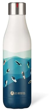 LES ARTISTES Paris A-4308 Bottle'Up, 500 ml, Gourde isotherme sans BPA, Réutilisable, Garde au chaud 12h et au froid 24h, Acier Inoxydable, Design Surf
