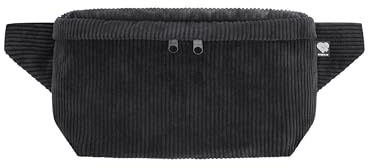 PP-Berlin Bauchtasche Cord Schwarz, Eckig Groß | Handgefertigt in Berlin, 100 % recycelt, vegan, 3 Fächer, verstellbarer Gurt