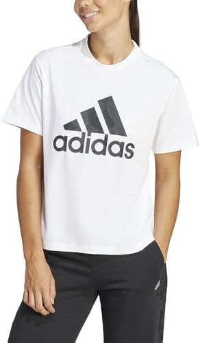 adidas Women's Floral Graphic Big Logo Tee, White, M