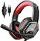 EKSA PC Headset mit Mikrofon, Gamer Headset Rot für PS5, 7.1 Surround Sound, RGB Kopfhörer mit Kabel, Noise Canceling Mic Kabelgebunden,Over Ear für Esports, PC, PS4/PS5 Console Laptop, Mehr Geräte