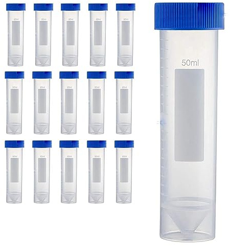 Nagoyuki Selbststehende Zentrifugenröhrchen 50 Ml, [50er-Pack] Kunststoff-Reagenzgläser mit Schraubverschlüssen, 50 Ml Sterile Reagenzgläser mit Deckel, Langlebig, Einfach zu Verwenden