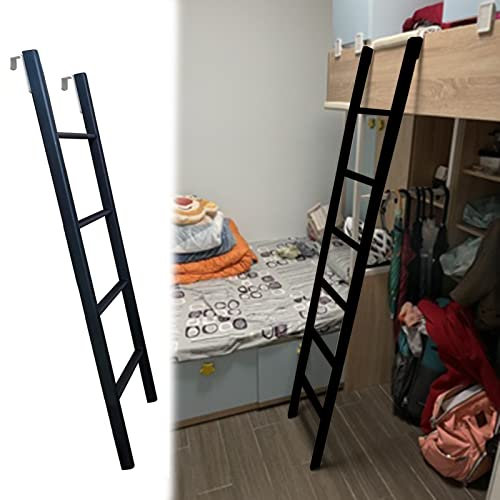 Etagenbettleiter, Etagenbettleiter, bodenstehend, Schwarze Anlegeleiter für Wohnmobil, Dachgeschoss, Wohnheim, Wohnwagen, Wohnwagen, Metallrahmen – 45/ 50/ 55/ 59 Höhe (Größe: 130 cm/50