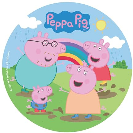 Dekora, Peppa Pig Wafer Disc for Cake, Edible Cake Topper for Children's Birthday Cake, Round 20 CM