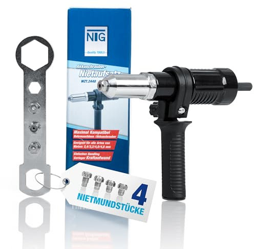 NTG Rivetto per avvitatori a batteria e trapani, adattatori rivetti ciechi, pinze rivetti per rivetti ciechi, rivetti da 2,4 a 4,8 mm