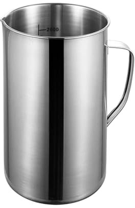 F Fityle Tasse à Mesurer en Acier Inoxydable, Pichet de Cuisine Polyvalent 2L, Design Ergonomique avec Poignée, Verre Doseur pour Boulangerie et Cuisson