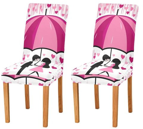 JUMBEAR Coppie coprisedie per San Valentino, per sala da pranzo, 2 pezzi, elasticizzato, rimovibile, lavabile, coprisedia decorativo
