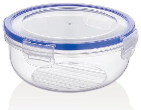 Best House | Small Plastic Storage Box | Round Food Container with Lids | 800 ml | Set of 1 | Lunch Box for Food Storage | BPA Free, Microwave, Freezer & Dishwasher Safe - Airtight SnapLock Lids