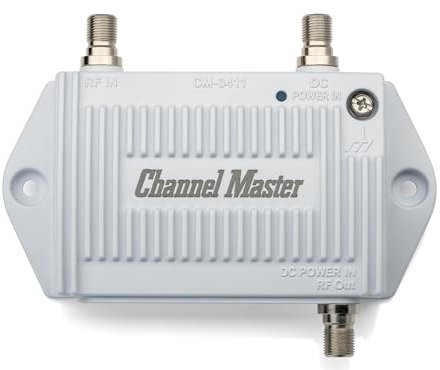 Channel Master FM Antenna/Cable TV Distribution Amplifier - Indoor/Outdoor FM, Cable TV, Digital HDTV Antenna Amplifier, Improves Signal Strength and Reduces Pixelation, 16.5dB
