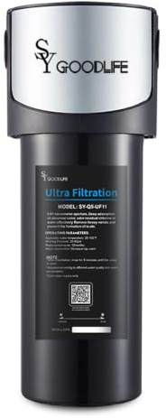 SYGOODLIFE Q5-UF11-NSF/ANSI 42 & 53 Système de filtration d'eau sous évier certifié 0,01 micron, connexion directe au robinet de cuisine, réduction de la baçt, réduit les métaux lourds, le chlore, le