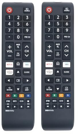 2 Pack Replace Remote Control Compatible for Samsung Smart TV, Crystal, Curved, Frame, QLED, UHD, LCD, LED, HDTV, 3D TVs