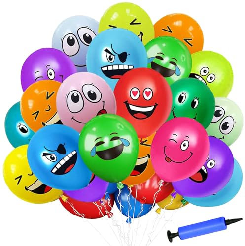 LUKIUP 100 Emotion Palloncini in Lattice, con Pompa Palloncini Lattice da 12 Pollici, Simpatici Palloncini Divertenti, Diversi Tipi di Umore, per Compleanno, Ragazzi, Ragazze, Baby Shower