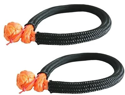 Abschleppseil 2 STÜCKE Orange 6 mm * 80 mm Weicher Schäkel Synthetischer Seilschäkel mit Hülse zur Wiederherstellung Abschleppseile